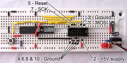 atmega8 finished circuit on breadboard atmega8 finished circuit on breadboard